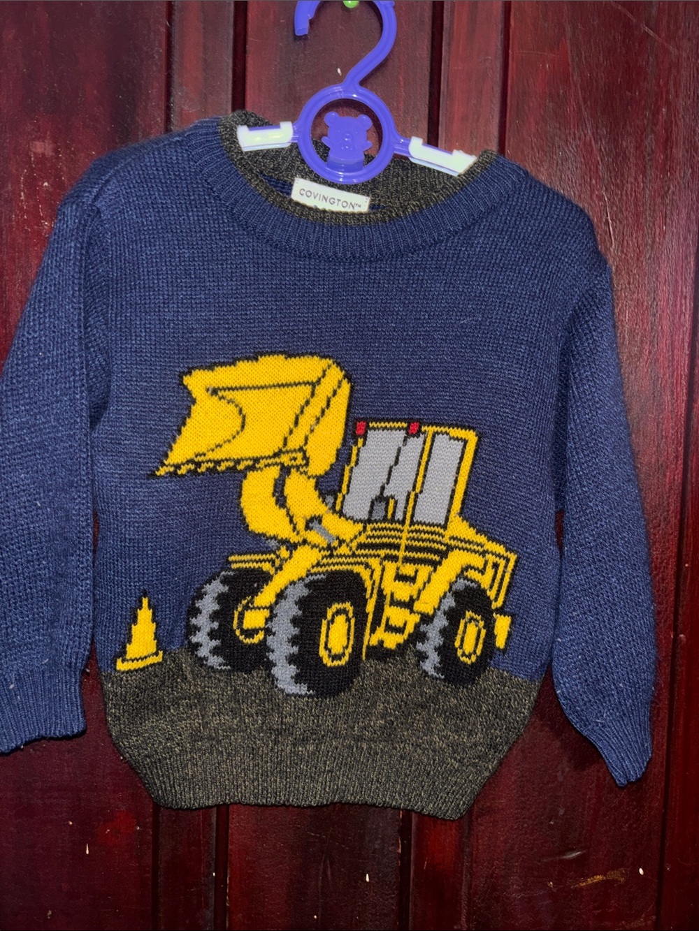 Covington Navy Sweater with Yellow Construction Loader Graphic
